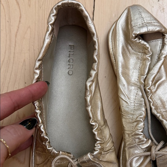 Pilcro Shiny Gold Loafers - Picture 2 of 3